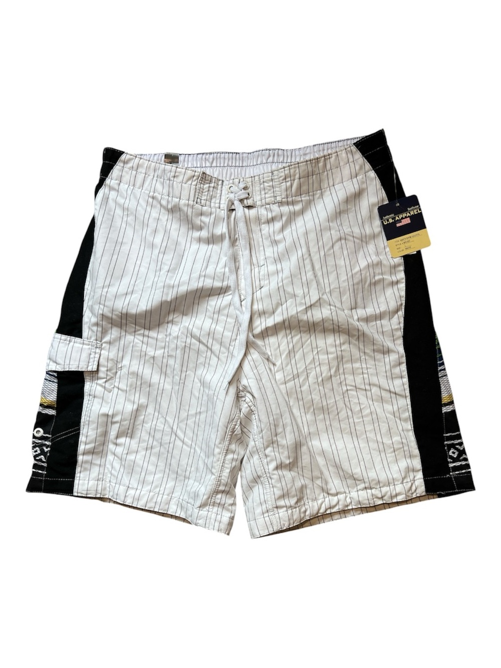 NWT Authentic U.S. Apparel Mens Swim Trunks Board Shorts Large White
